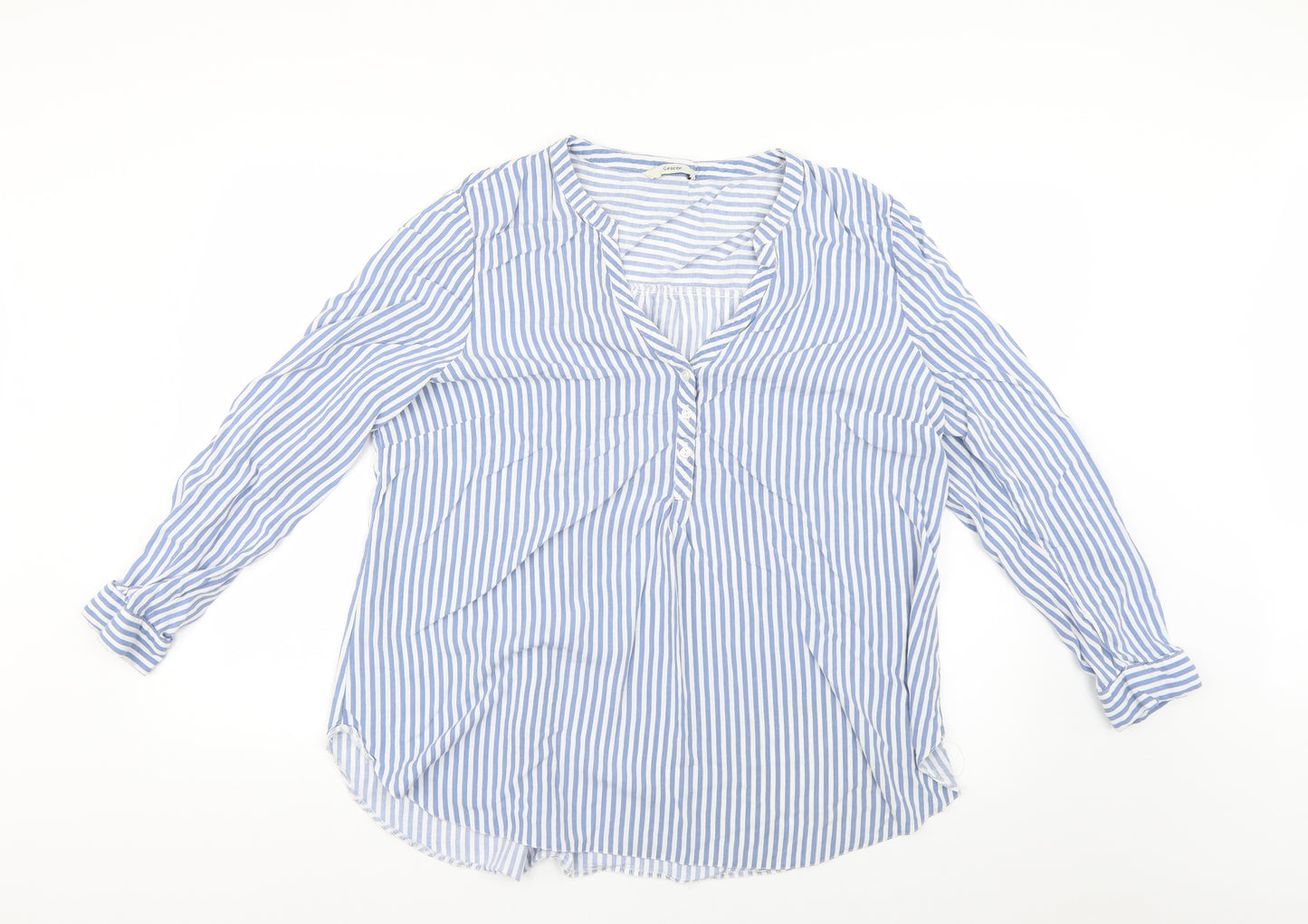 George Womens Beige Striped  Basic Button-Up Size 20