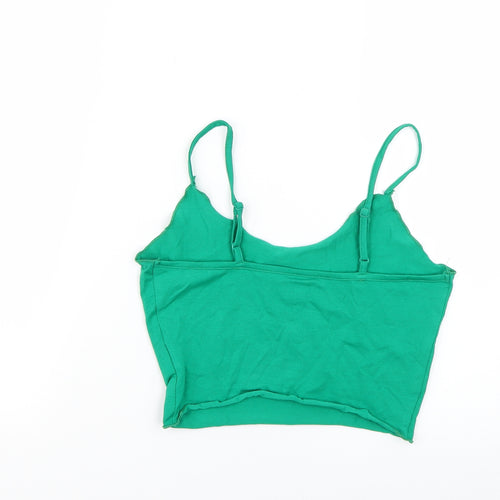 SheIn Womens Green Geometric  Basic T-Shirt Size S