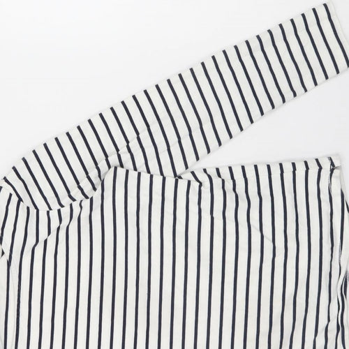 George Womens White Striped  Basic Blouse Size 10