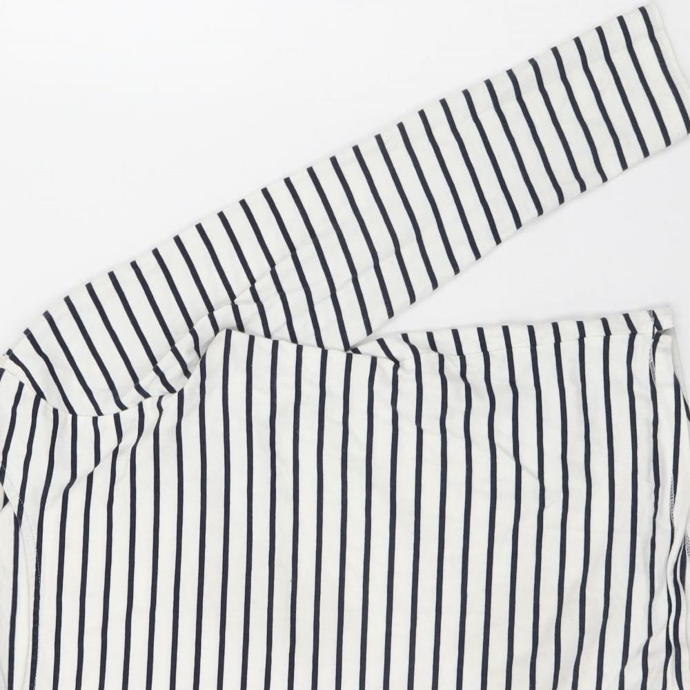 George Womens White Striped  Basic Blouse Size 10