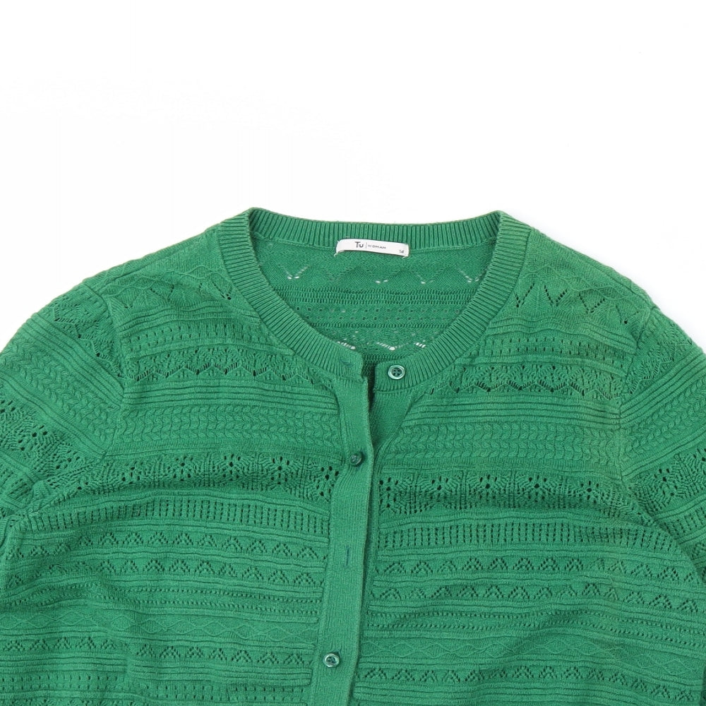 TU Womens Green   Cardigan Jumper Size 14
