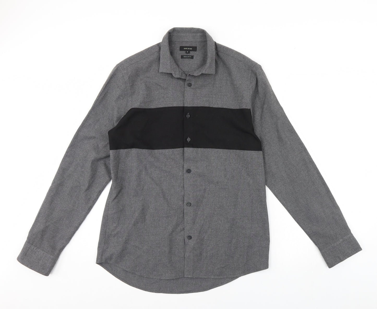 River Island Mens Grey    Dress Shirt Size M