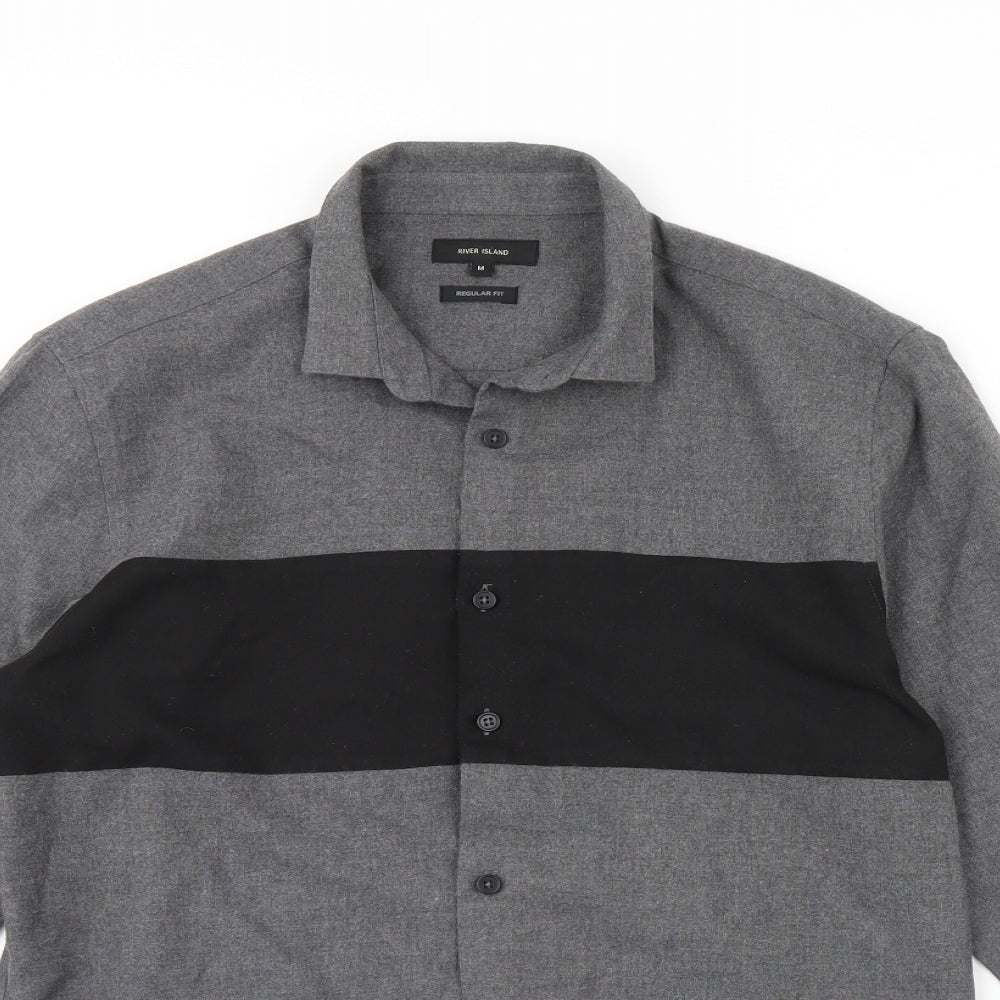 River Island Mens Grey    Dress Shirt Size M