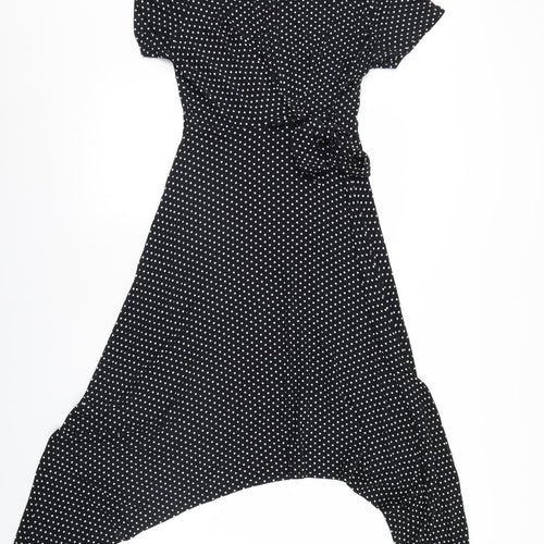Oasis Womens Black Polka Dot  Fit & Flare  Size M