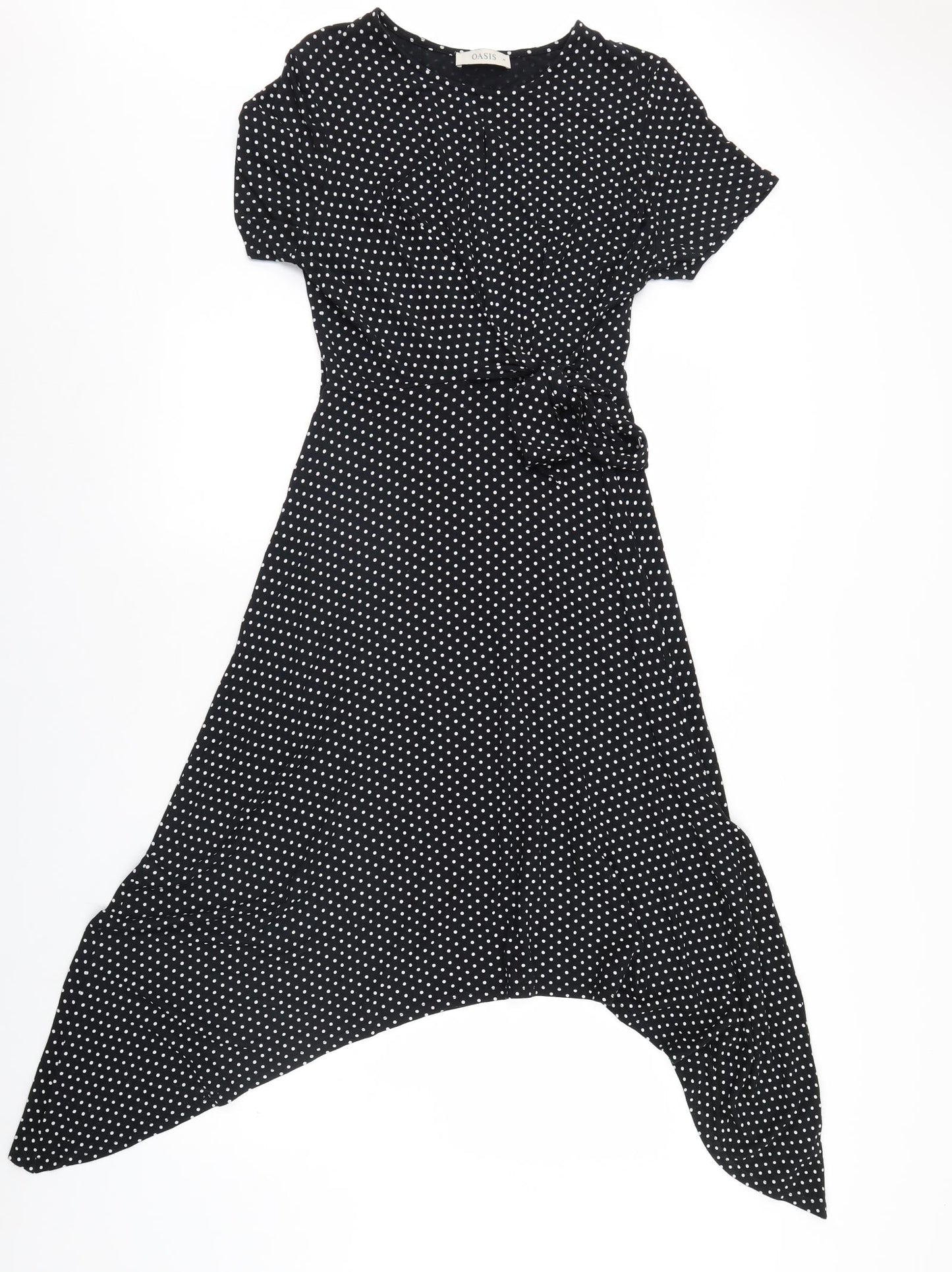 Oasis Womens Black Polka Dot  Fit & Flare  Size M