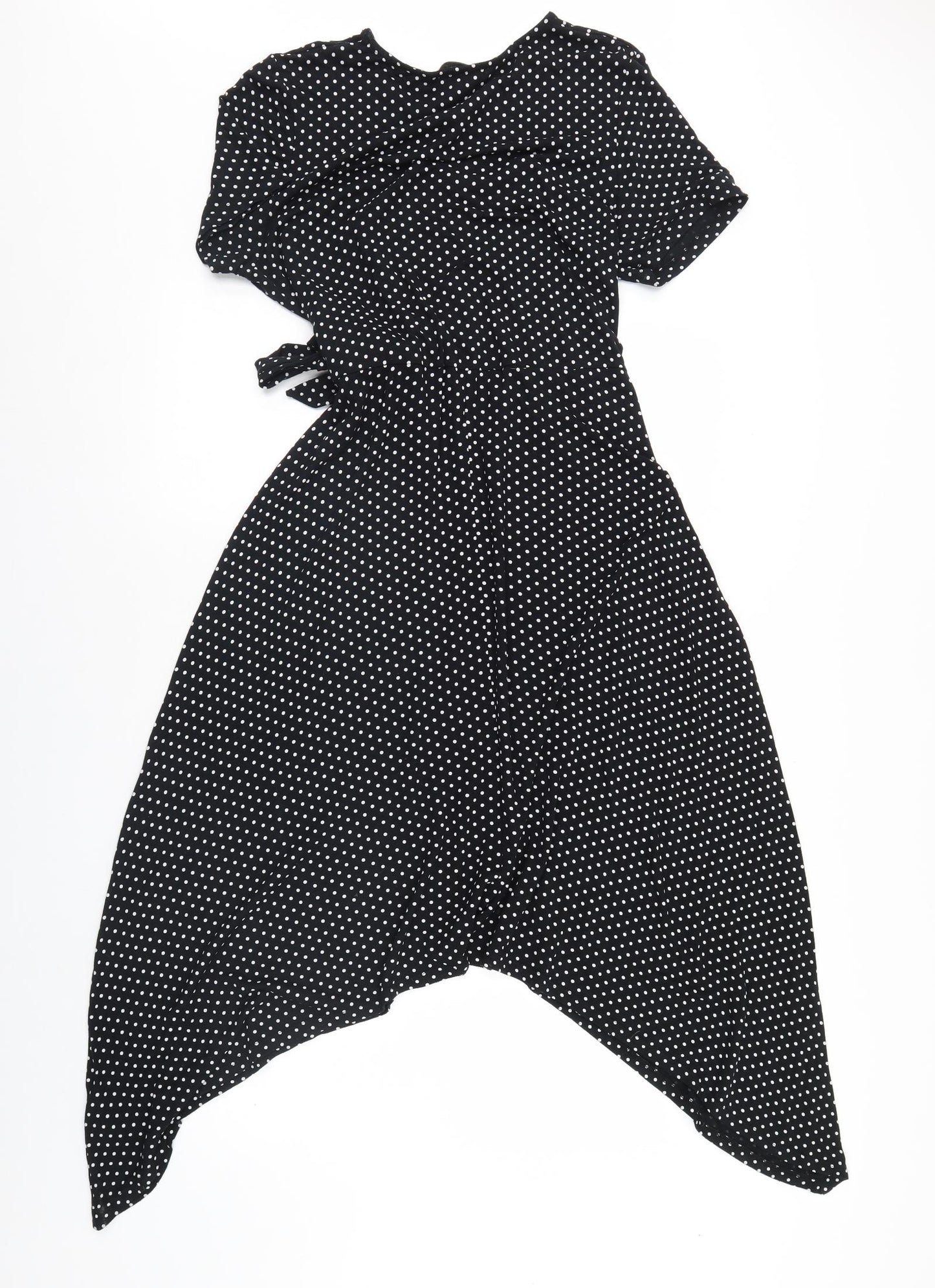 Oasis Womens Black Polka Dot  Fit & Flare  Size M