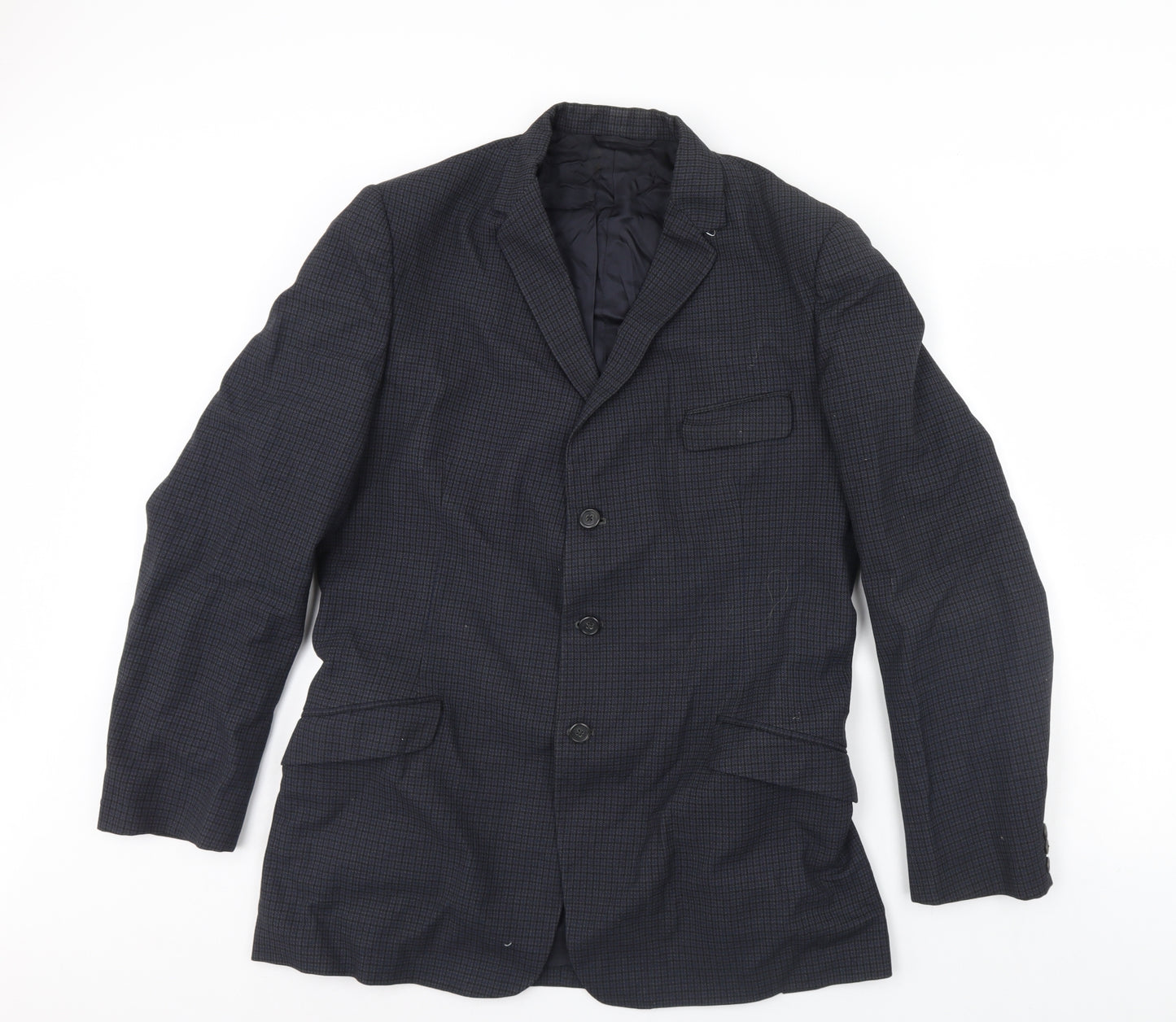 Preworn Mens Black Check  Jacket Blazer Size 42  - Shoulder Pads