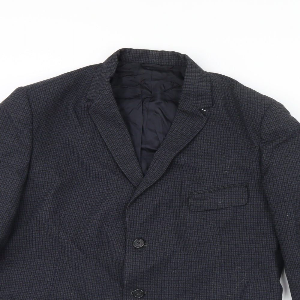 Preworn Mens Black Check  Jacket Blazer Size 42  - Shoulder Pads