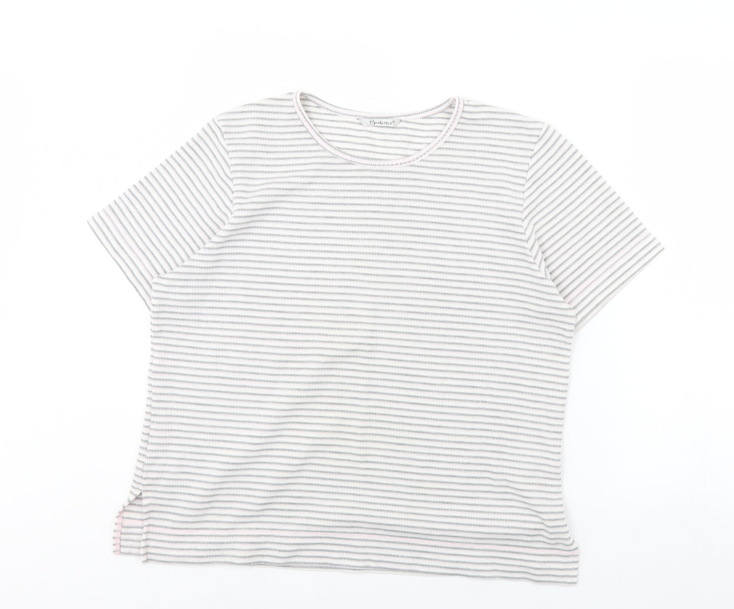 Berketex Womens White Striped  Basic T-Shirt Size 14