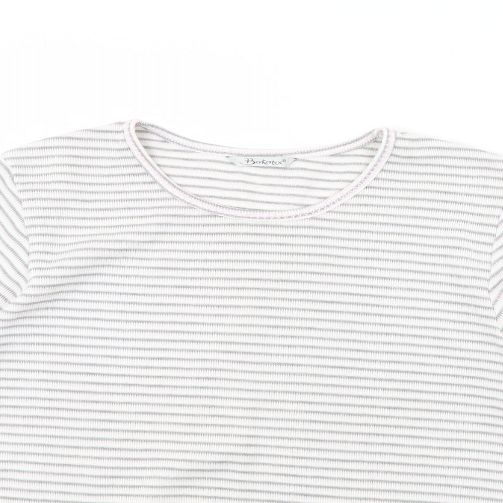 Berketex Womens White Striped  Basic T-Shirt Size 14