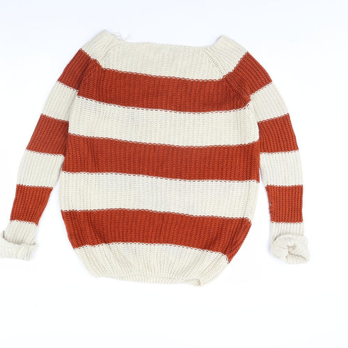 Internacionale Womens Beige Striped  Pullover Jumper Size 10