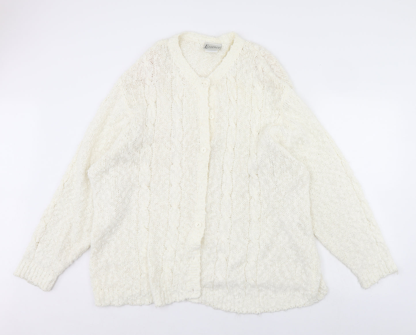 essence Womens Ivory   Cardigan Jumper Size 26  - Shoulder Pads