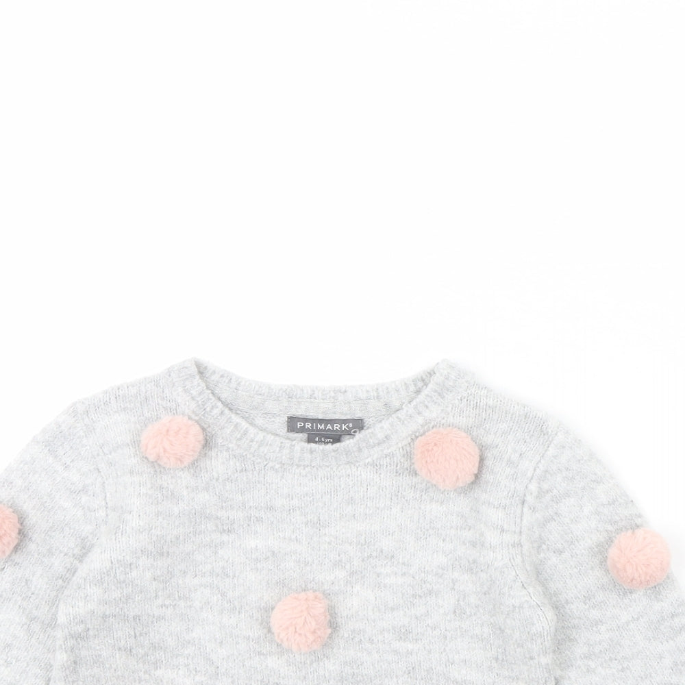 Primark Girls Grey   Pullover Jumper Size 4 Years