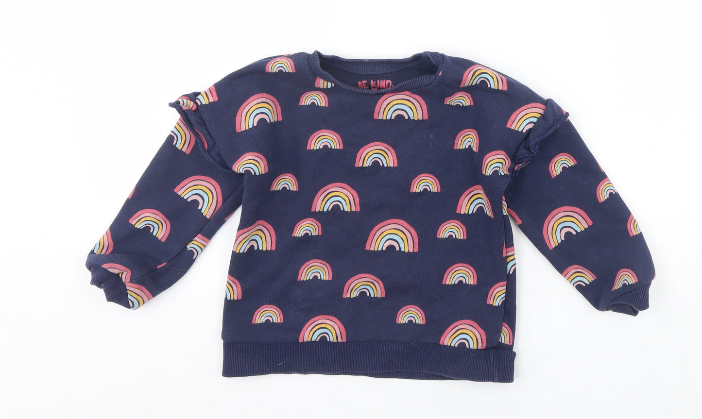 F&F Girls Blue Spotted  Pullover Jumper Size 3 Years  - Rainbow