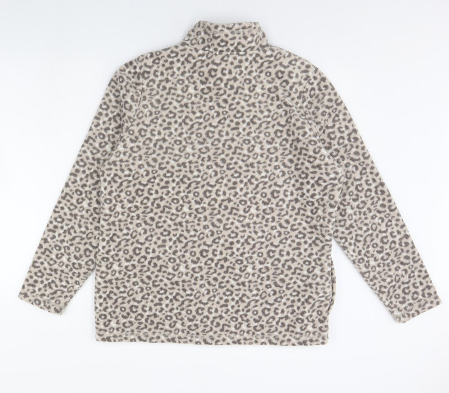 TU Womens Beige Animal Print Fleece Jacket  Size 16