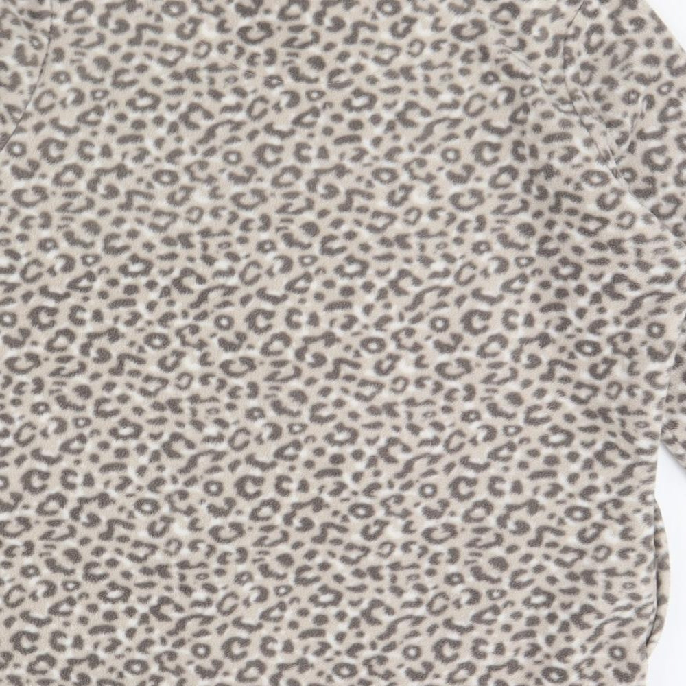 TU Womens Beige Animal Print Fleece Jacket  Size 16