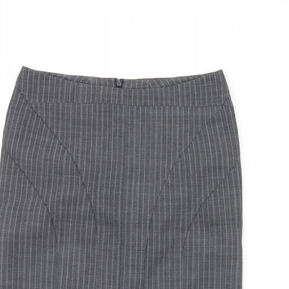Oasis Womens Grey Striped  Straight & Pencil Skirt Size 10
