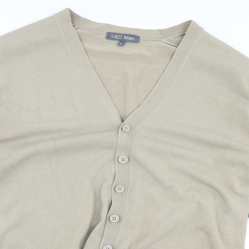 M&S Mens Beige   Cardigan Jumper Size XL