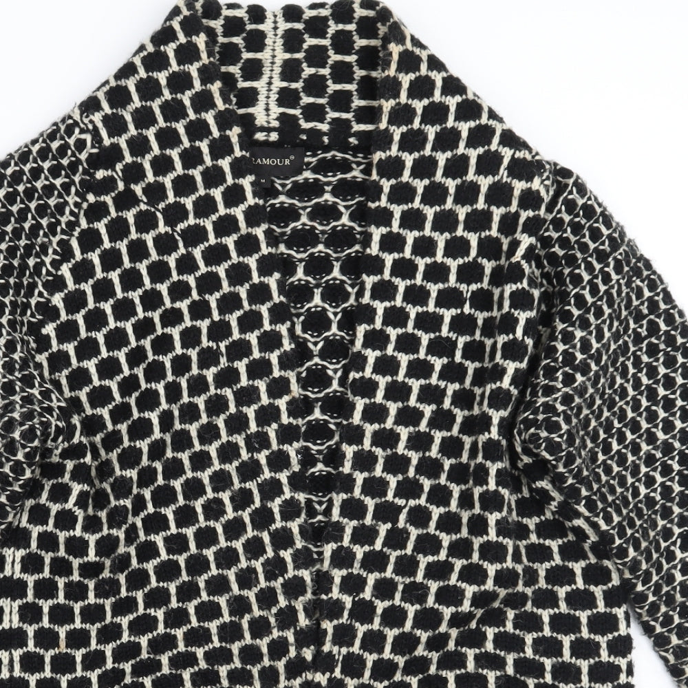 Paramour Womens Black Geometric  Cardigan Jumper Size M