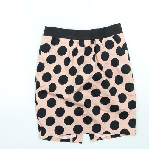 Preworn Womens Pink Polka Dot  A-Line Skirt Size 12