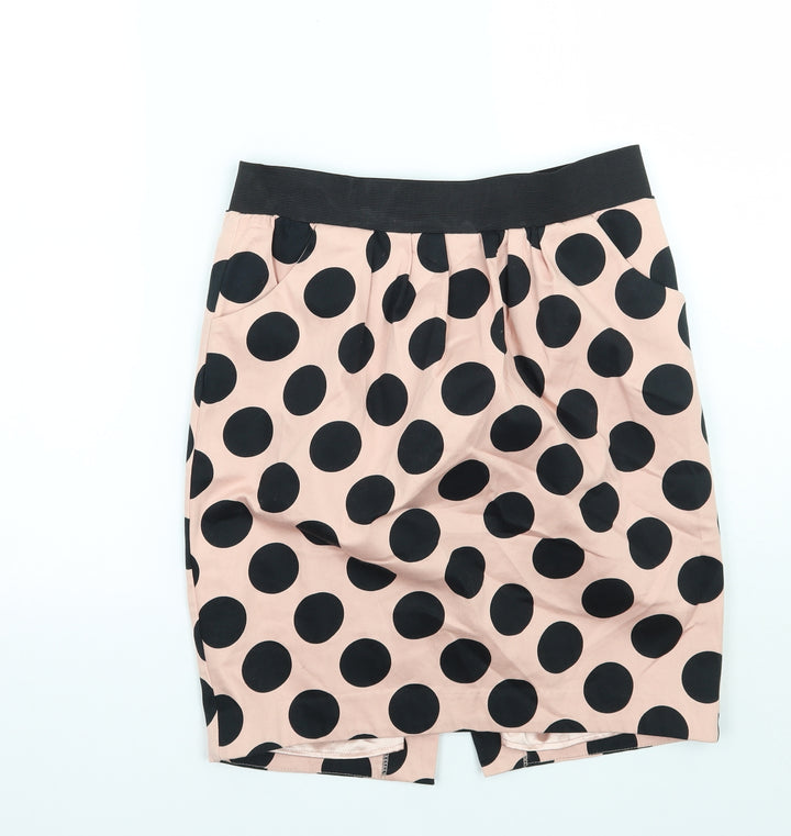 Preworn Womens Pink Polka Dot  A-Line Skirt Size 12