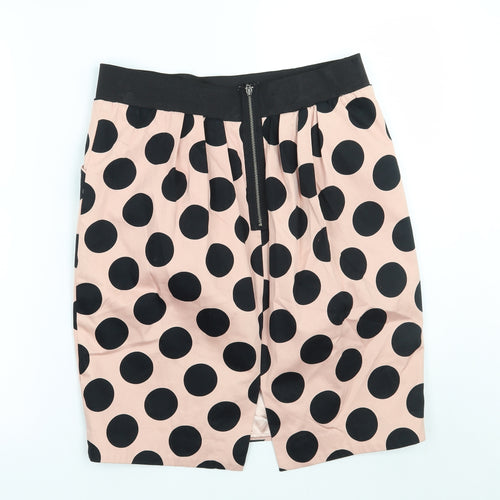 Preworn Womens Pink Polka Dot  A-Line Skirt Size 12