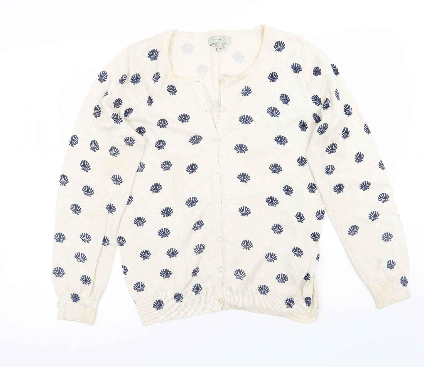 Primark Womens Beige Geometric  Cardigan Jumper Size 14