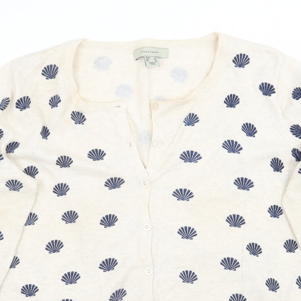 Primark Womens Beige Geometric  Cardigan Jumper Size 14