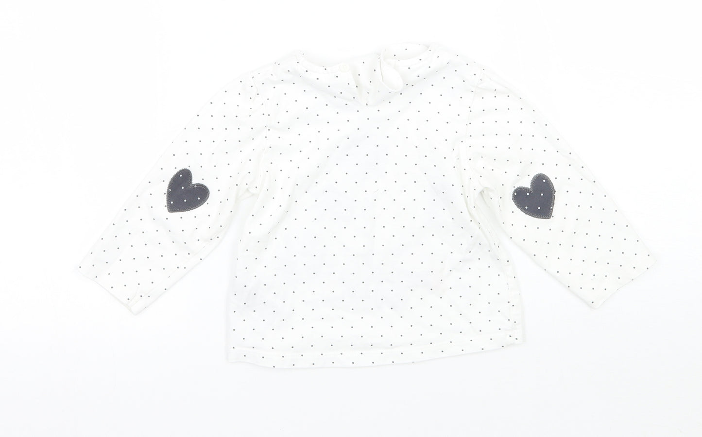 Marks and Spencer Girls White Polka Dot  Basic T-Shirt Size 12 Months