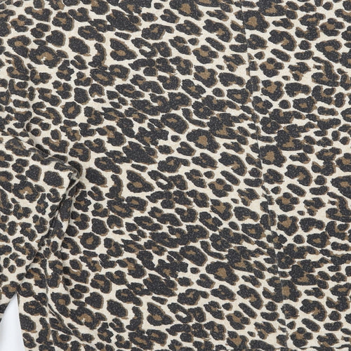 Dorothyt Womens Beige Animal Print  Pullover Jumper Size 14