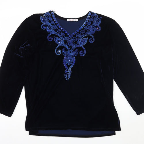 Jia yi Womens Blue Floral  Pullover Jumper Size L