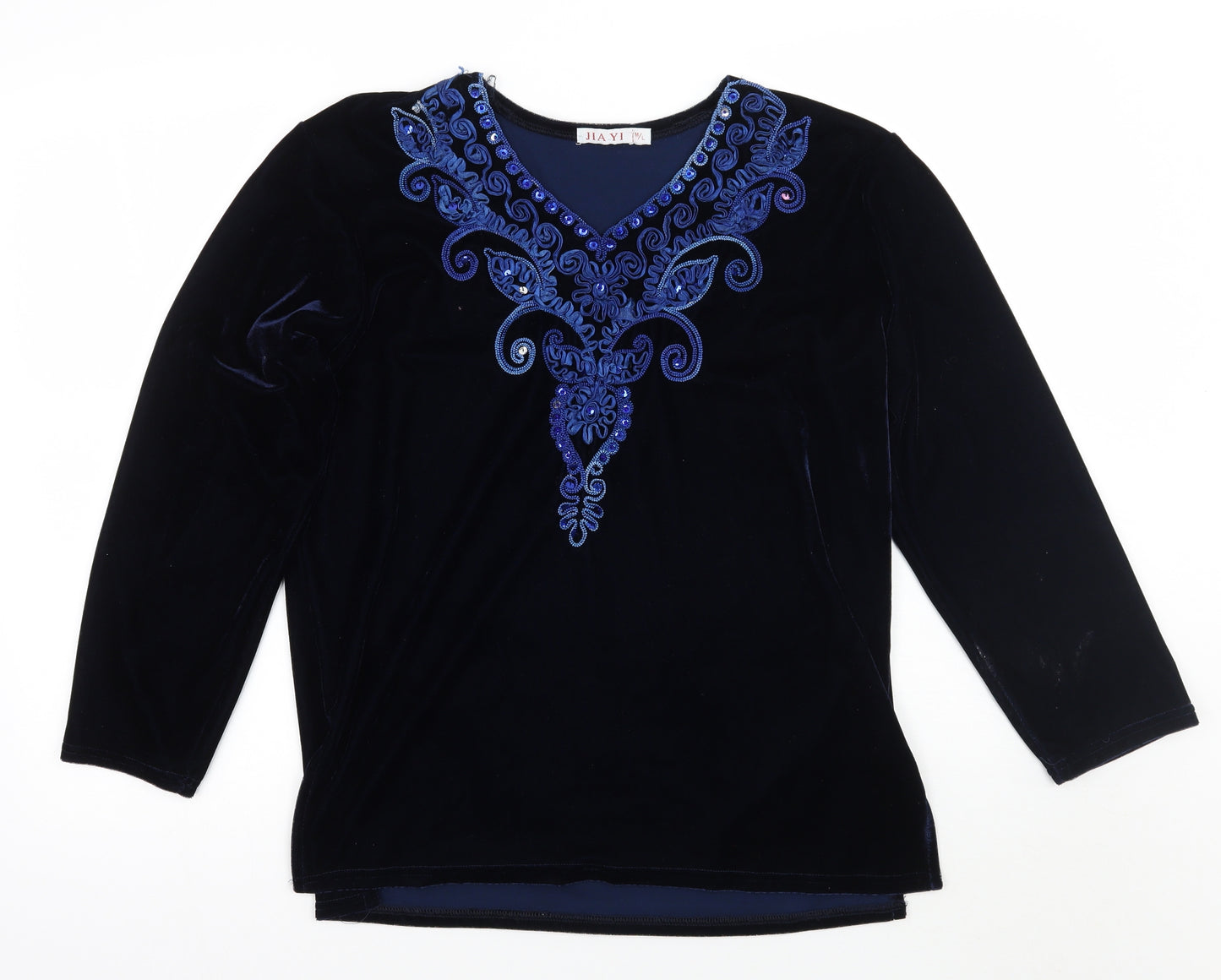 Jia yi Womens Blue Floral  Pullover Jumper Size L