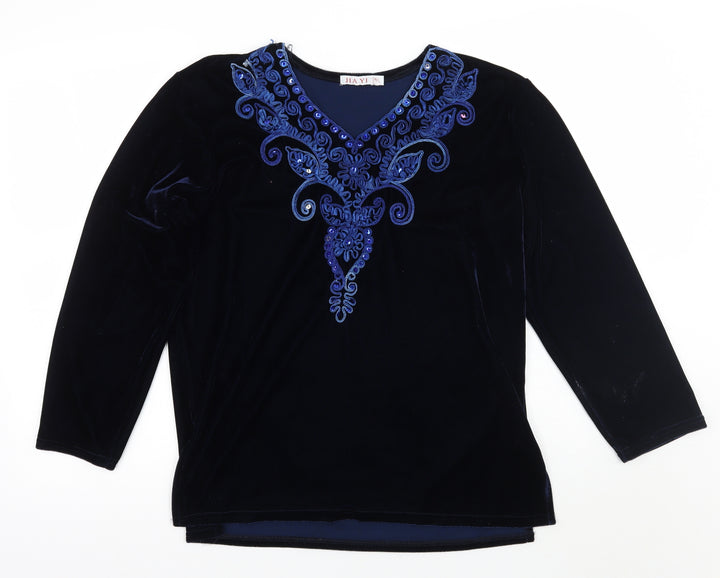Jia yi Womens Blue Floral  Pullover Jumper Size L