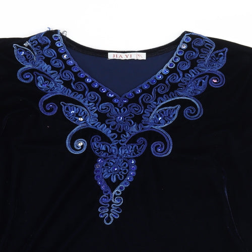 Jia yi Womens Blue Floral  Pullover Jumper Size L