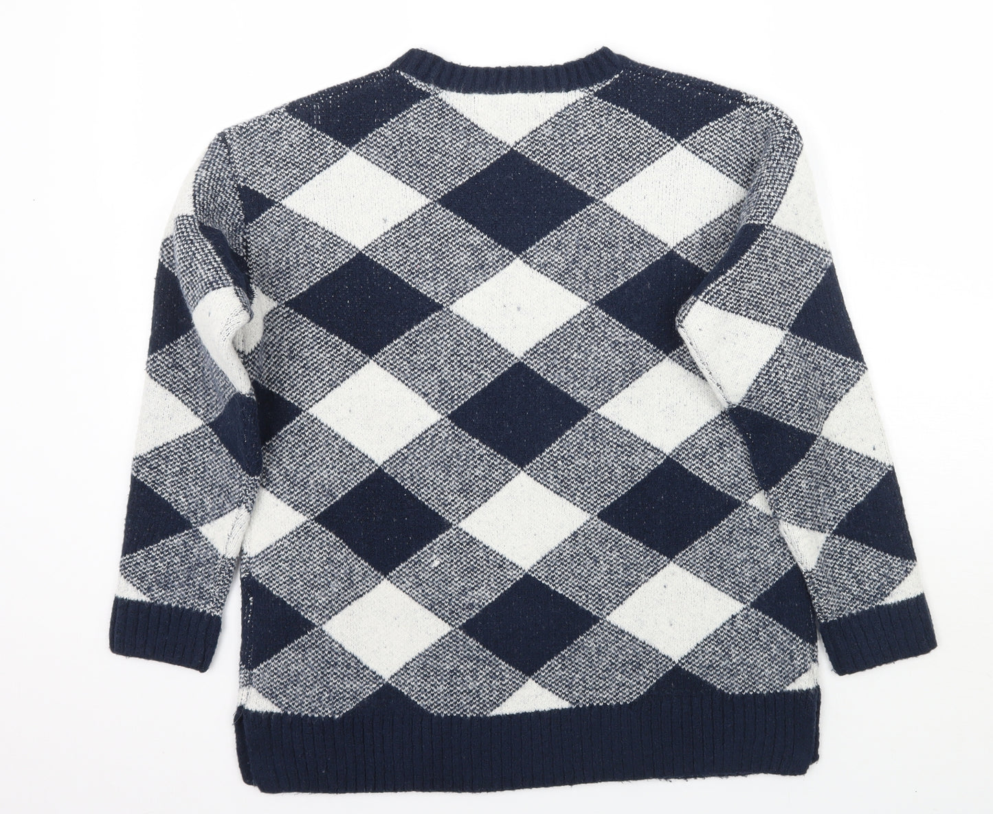 Marks and Spencer Womens Blue Check  Pullover Jumper Size M