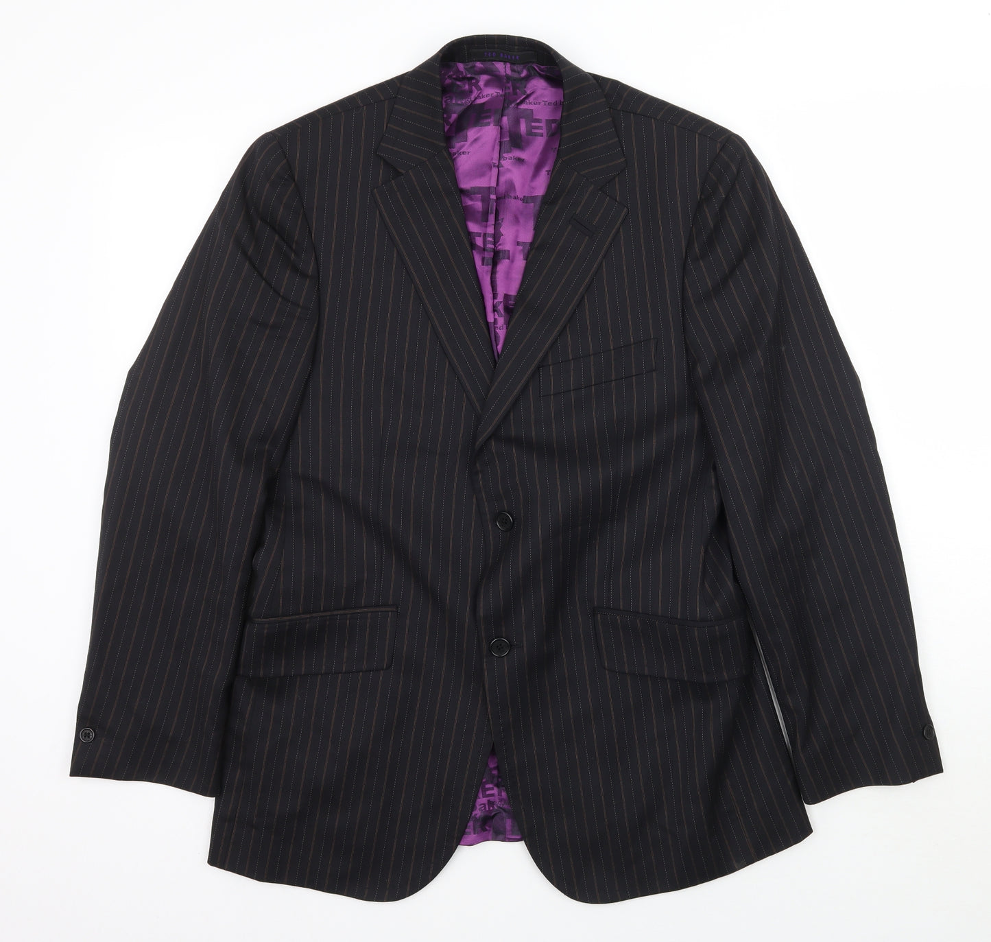 Ted Baker Mens Black Striped  Jacket Suit Jacket Size 38