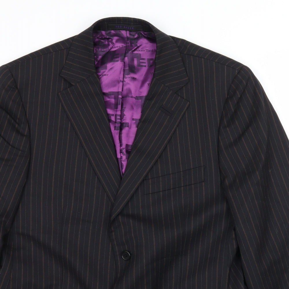 Ted Baker Mens Black Striped  Jacket Suit Jacket Size 38