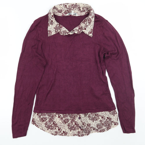Peacocks Womens Purple Floral  Pullover Jumper Size 14