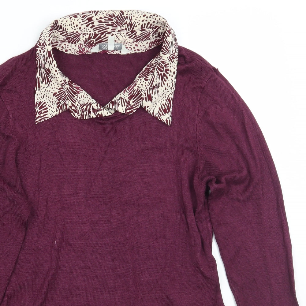Peacocks Womens Purple Floral  Pullover Jumper Size 14