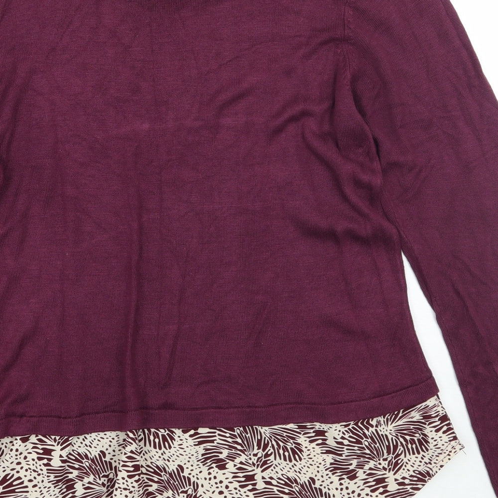 Peacocks Womens Purple Floral  Pullover Jumper Size 14