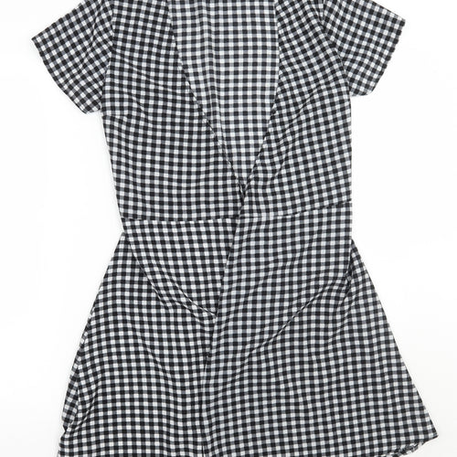 H&M Womens Black Check  A-Line  Size 6