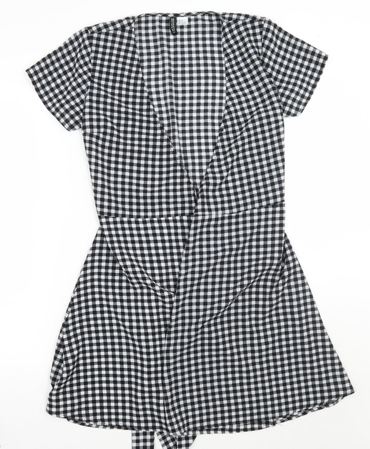 H&M Womens Black Check  A-Line  Size 6