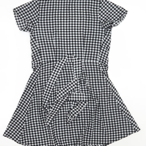 H&M Womens Black Check  A-Line  Size 6
