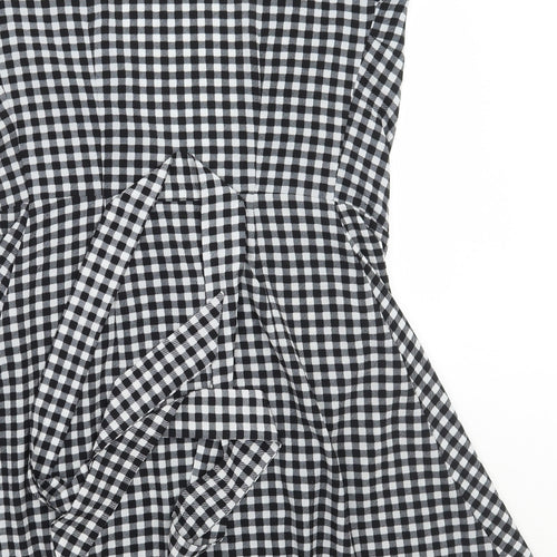H&M Womens Black Check  A-Line  Size 6