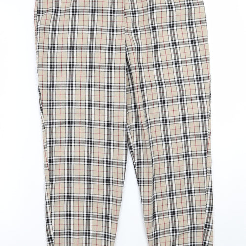 Nasty Gal Womens Beige Check  Trousers  Size 10 L28 in
