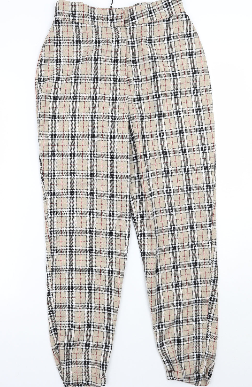 Nasty Gal Womens Beige Check  Trousers  Size 10 L28 in