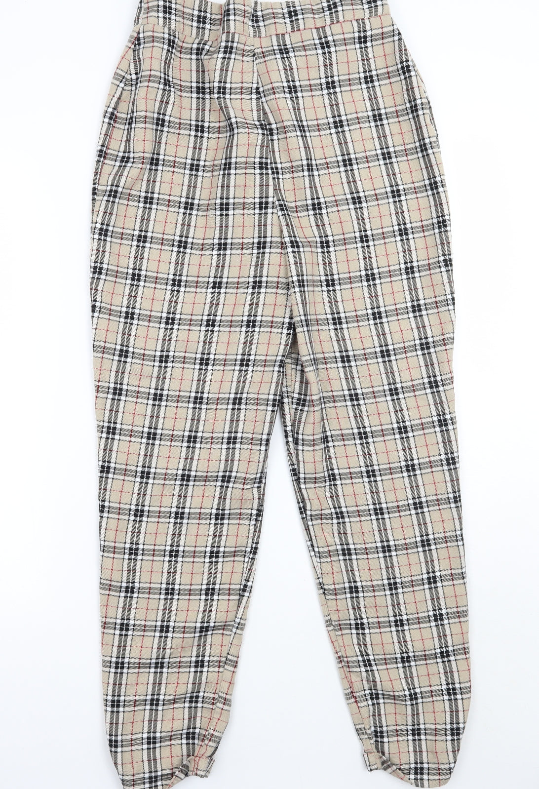 Nasty Gal Womens Beige Check  Trousers  Size 10 L28 in