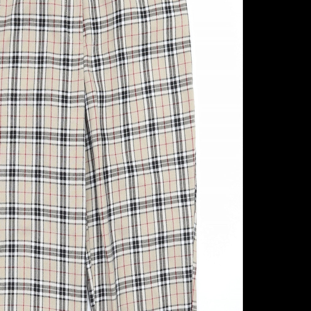 Nasty Gal Womens Beige Check  Trousers  Size 10 L28 in