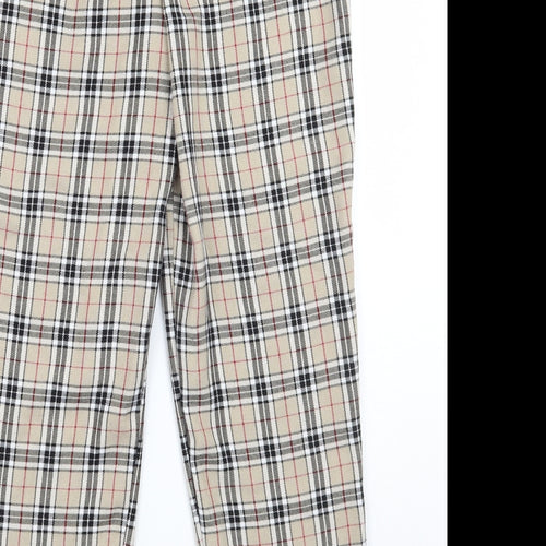Nasty Gal Womens Beige Check  Trousers  Size 10 L28 in