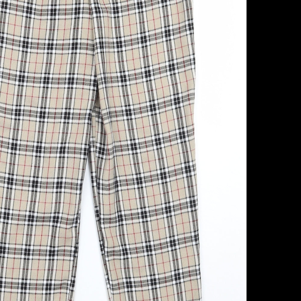 Nasty Gal Womens Beige Check  Trousers  Size 10 L28 in